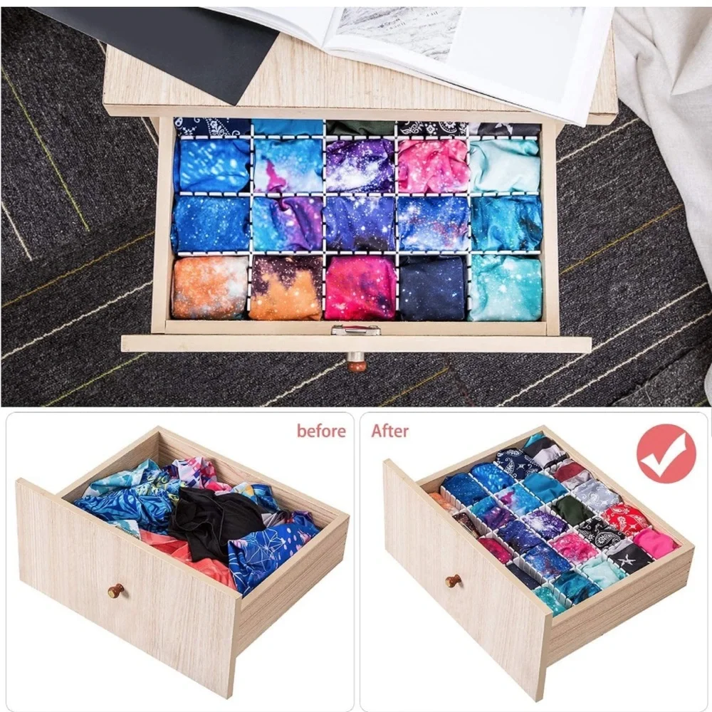 30Pcs Drawer Dividers Adjustable Organizer for Underwear Makeup Tidy Kitchen